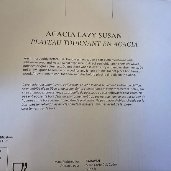 Caravan Acacia Lazy Susan - New in Box - Picture 5 of 6